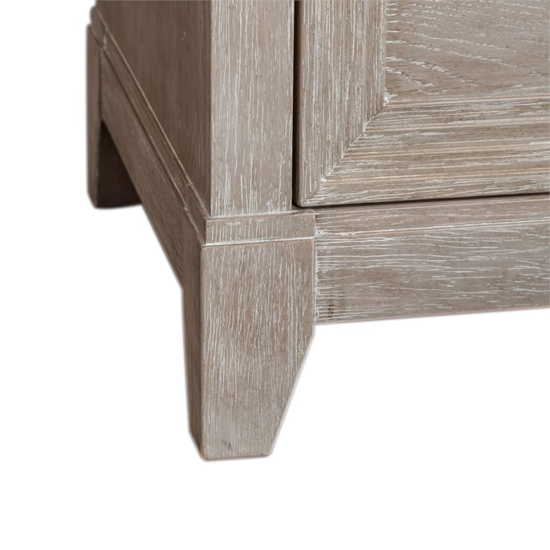 Pemberly Row Set of 3 King Upholstered Bed & Nightstands in Washed Taupe