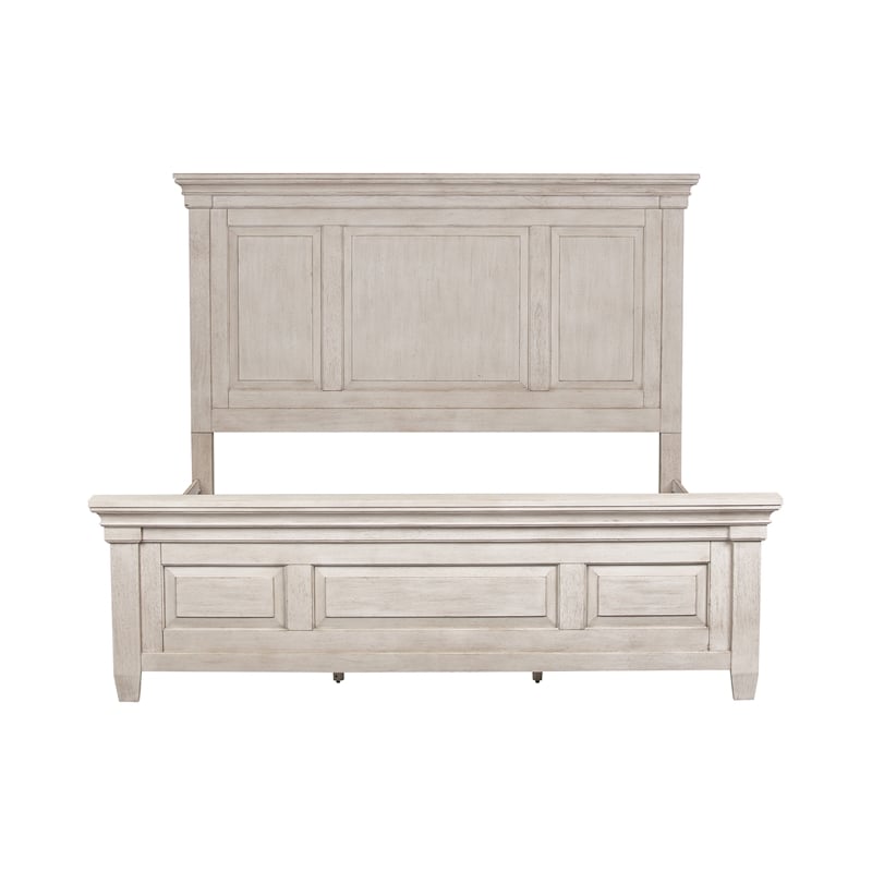 Pemberly Row Set of 4 King Panel Bed & Dresser & Nightstands w/ Charging Station