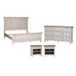 Pemberly Row Set of 4 Queen Panel Bed & Dresser & Nightstands in White