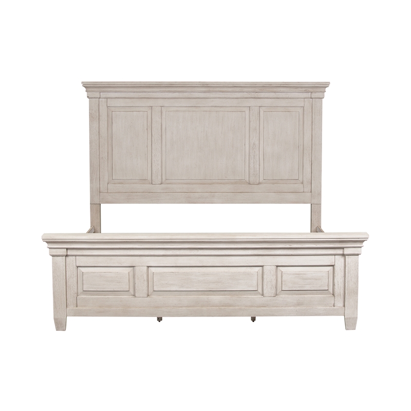 Pemberly Row Set of 4 King Panel Bed & Dresser & Nightstands w/ Charging Station