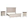 Pemberly Row Set of 3 White Queen Panel Bed & Nightstands with Charging Station
