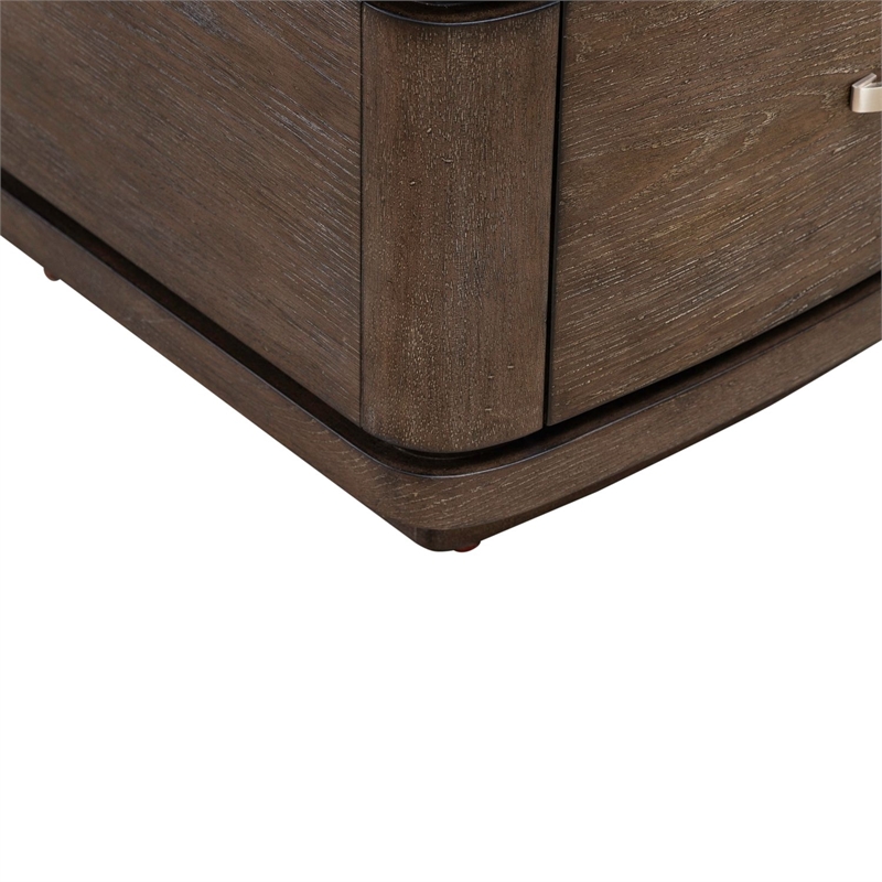 Pemberly Row Set of 4 Queen Panel Bed & Dresser & Nightstands in Brown