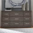 Pemberly Row Set of 4 King Panel Bed & Dresser & Nightstands in Brown