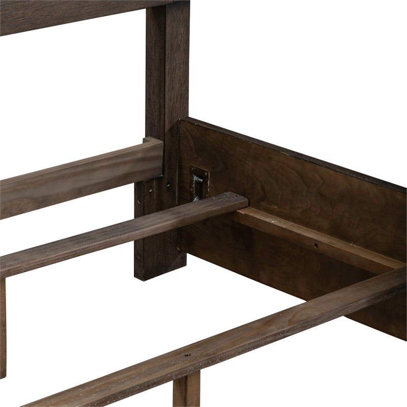 Pemberly Row Set of 4 King Panel Bed & Dresser & Nightstands in Brown