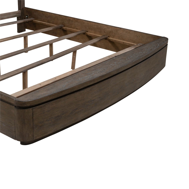 Pemberly Row Set of 3 King Panel Bed & Nightstands with Charging Station - Brown