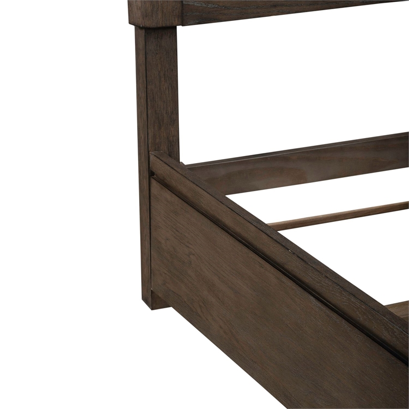 Pemberly Row Set of 3 King Panel Bed & Nightstands with Charging Station - Brown