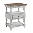 Pemberly Row Set of 4 Farmhouse White Queen Poster Bed & Dresser & Nightstands