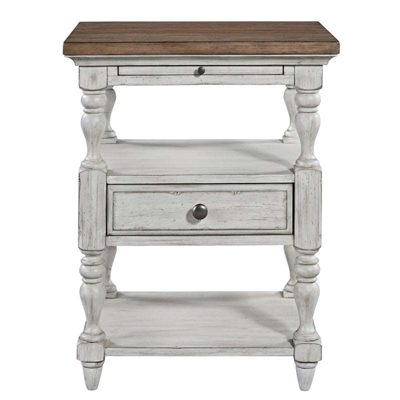 Pemberly Row Set of 4 Farmhouse White Queen Poster Bed & Dresser & Nightstands