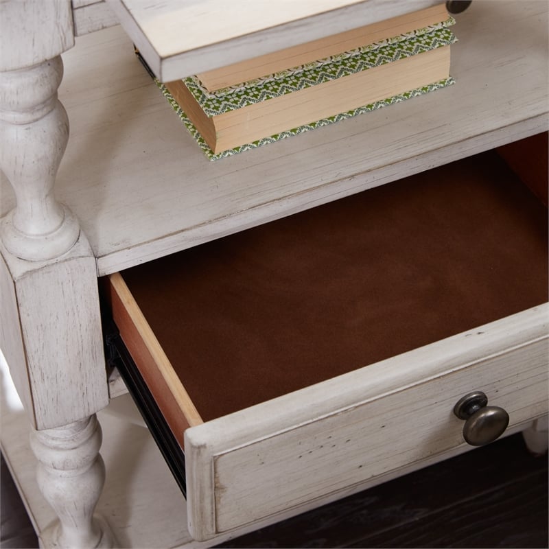 Pemberly Row Set of 4 Farmhouse White Queen Poster Bed & Dresser & Nightstands