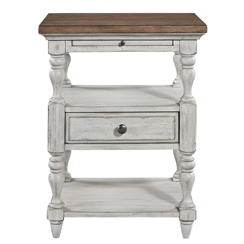 Pemberly Row Set of 4 Farmhouse White Queen Poster Bed & Dresser & Nightstands