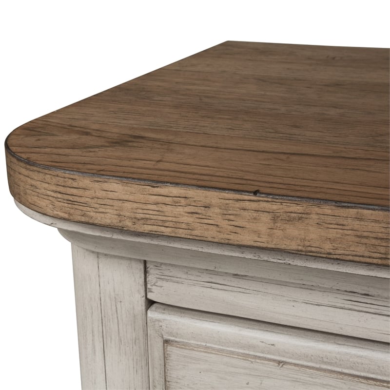 Pemberly Row Set of 4 Farmhouse White Queen Poster Bed & Dresser & Nightstands