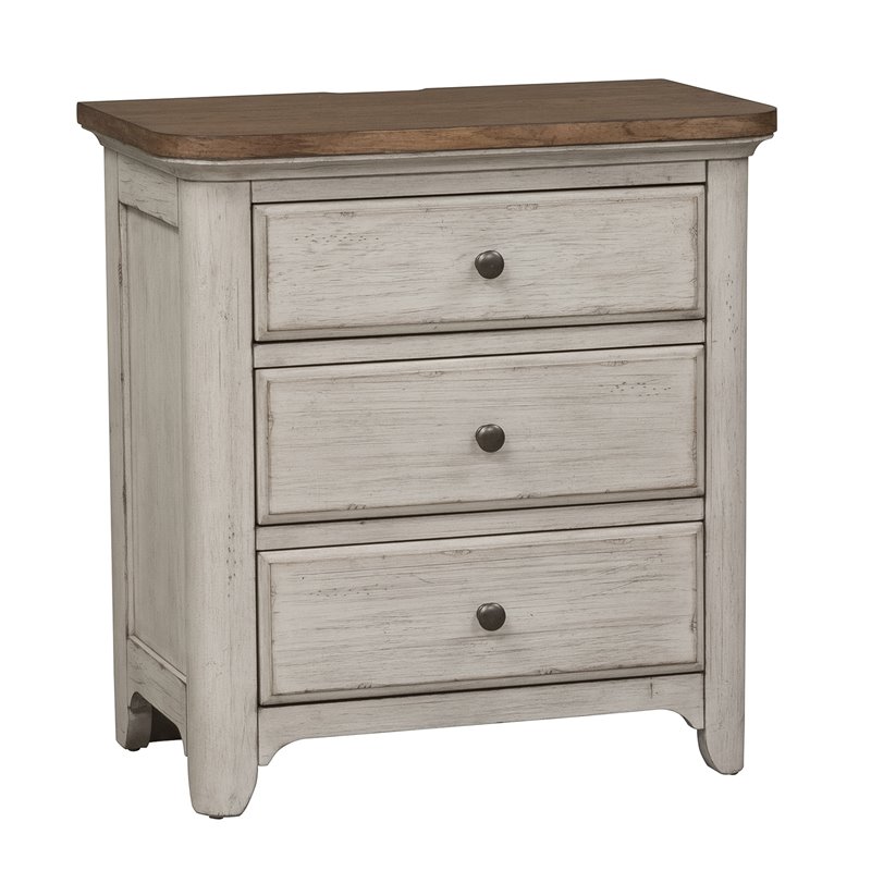 Pemberly Row Set of 4 Farmhouse White Queen Poster Bed & Dresser & Nightstands
