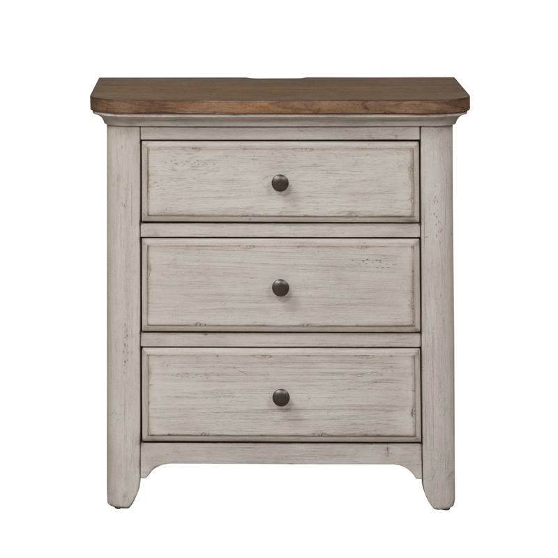 Pemberly Row Set of 4 Farmhouse White Queen Poster Bed & Dresser & Nightstands