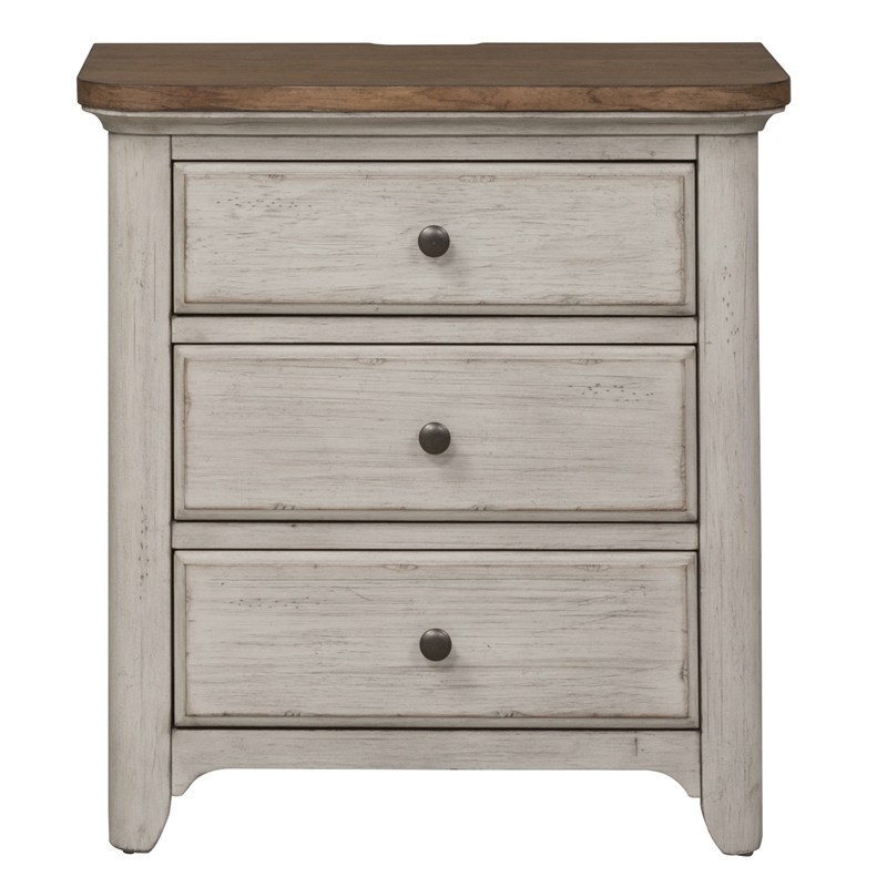 Pemberly Row Set of 4 Farmhouse White Queen Poster Bed & Dresser & Nightstands