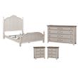 Pemberly Row Set of 4 Farmhouse White Queen Poster Bed & Dresser & Nightstands