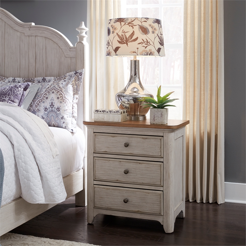 Pemberly Row Set of 4 Farmhouse White King Poster Bed & Dresser & Nightstands