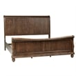 Pemberly Row Set of 4 Rustic Cherry Queen Sleigh Bed & Dresser & Nightstands