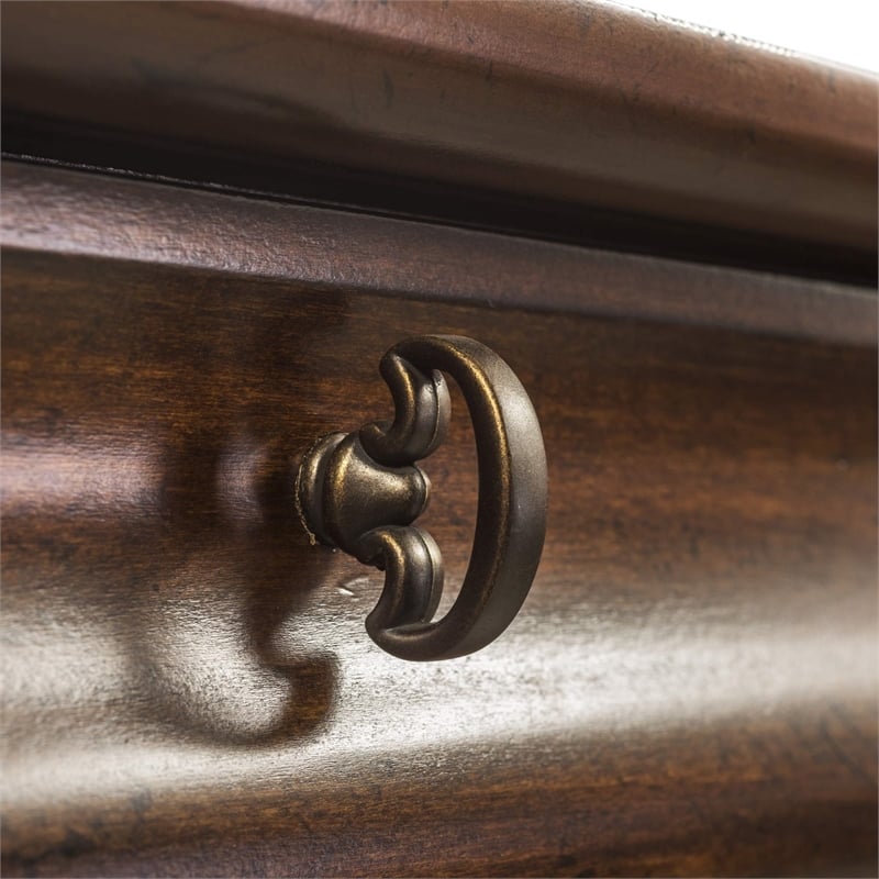 Pemberly Row Set of 4 Rustic Cherry King Sleigh Bed & Dresser & Nightstands