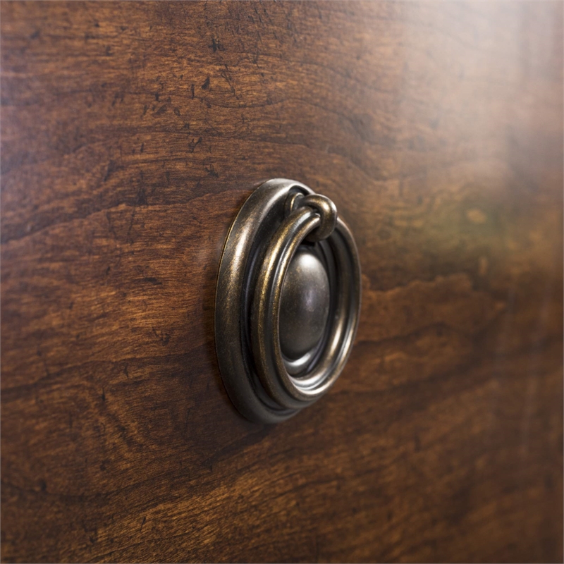 Pemberly Row Set of 4 Rustic Cherry King Sleigh Bed & Dresser & Nightstands