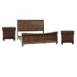 Pemberly Row Set of 3 Rustic Cherry Queen Sleigh Bed & Nightstands