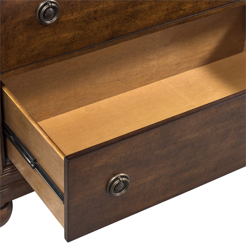 Pemberly Row Set of 3 Rustic Cherry King Sleigh Bed & Nightstands