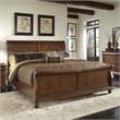 Pemberly Row Set of 3 Rustic Cherry King Sleigh Bed & Nightstands