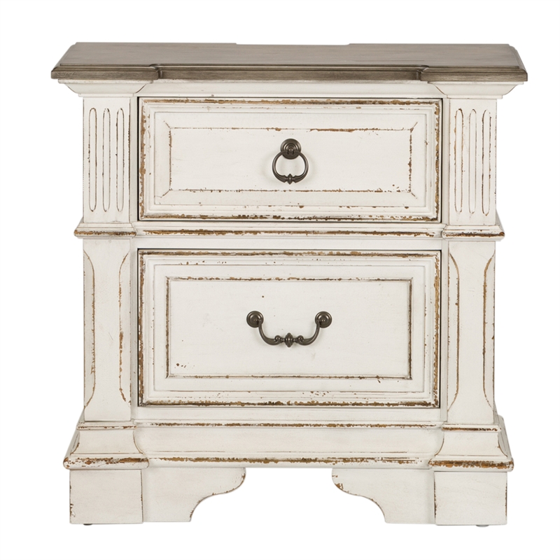 Pemberly Row Set of 4 White King Panel Bed & Dresser & Nightstands