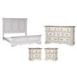 Pemberly Row Set of 4 White King Panel Bed & Dresser & Nightstands