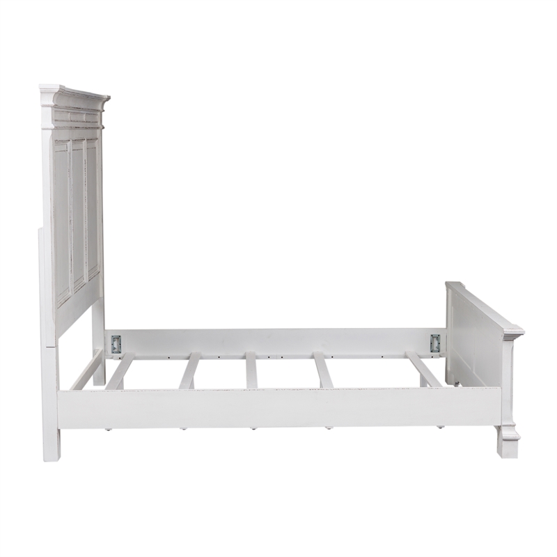 Pemberly Row Set of 3 White King Panel Bed & Nightstands with Charging Station