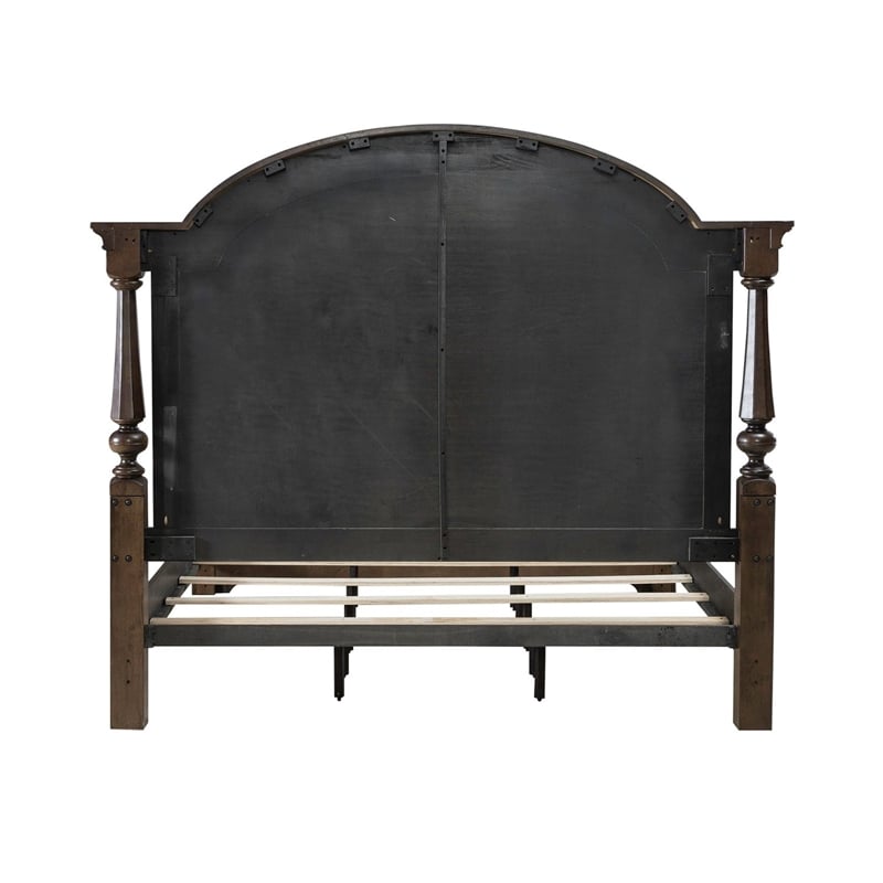 Pemberly Row Set of 4 King Poster Bed & Dresser & Nightstands in Cherry