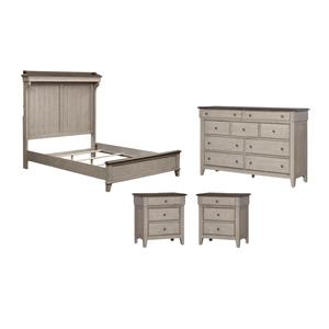 Pemberly Row Set of 4 Queen Mantle Storage Bed & Dresser & Nightstands