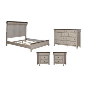 Pemberly Row Set of 4 King Mantle Storage Bed & Dresser & Nightstands