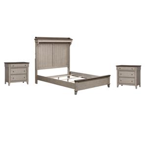 Pemberly Row Set of 3 Queen Mantle Storage Bed & Chests with Charging Station
