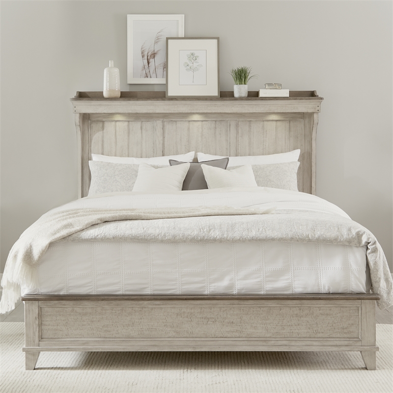 Pemberly Row Set of 3 King Mantle Storage Bed & Chests with Charging Station