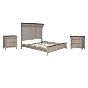 Pemberly Row Set of 3 King Mantle Storage Bed & Chests with Charging Station