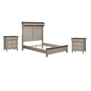 Pemberly Row Set of 3 Queen Mantle Storage Bed & Nightstands