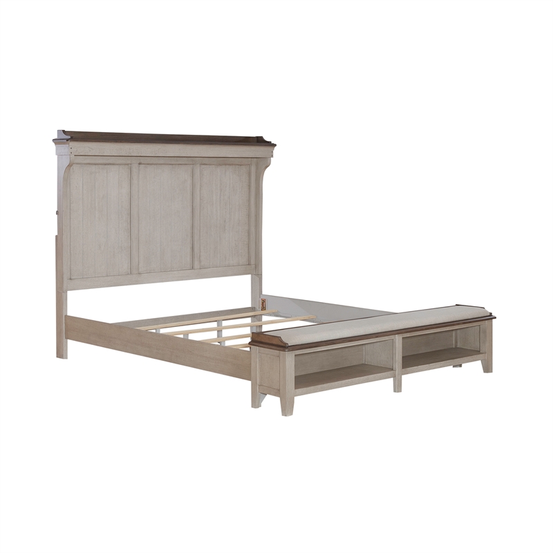Pemberly Row Set of 4 King Mantle Storage Bed & Dresser & Chests