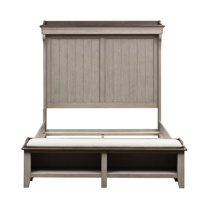 Pemberly Row Set of 4 Queen Mantle Storage Bed & Dresser & Nightstands