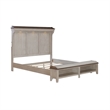 Pemberly Row Set of 3 King Mantle Storage Bed & Nightstands w/ Charging Station