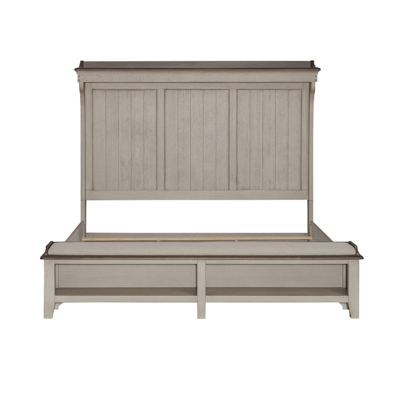 Pemberly Row Set of 3 King Mantle Storage Bed & Nightstands w/ Charging Station