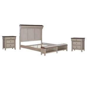 Pemberly Row Set of 3 King Mantle Storage Bed & Nightstands w/ Charging Station
