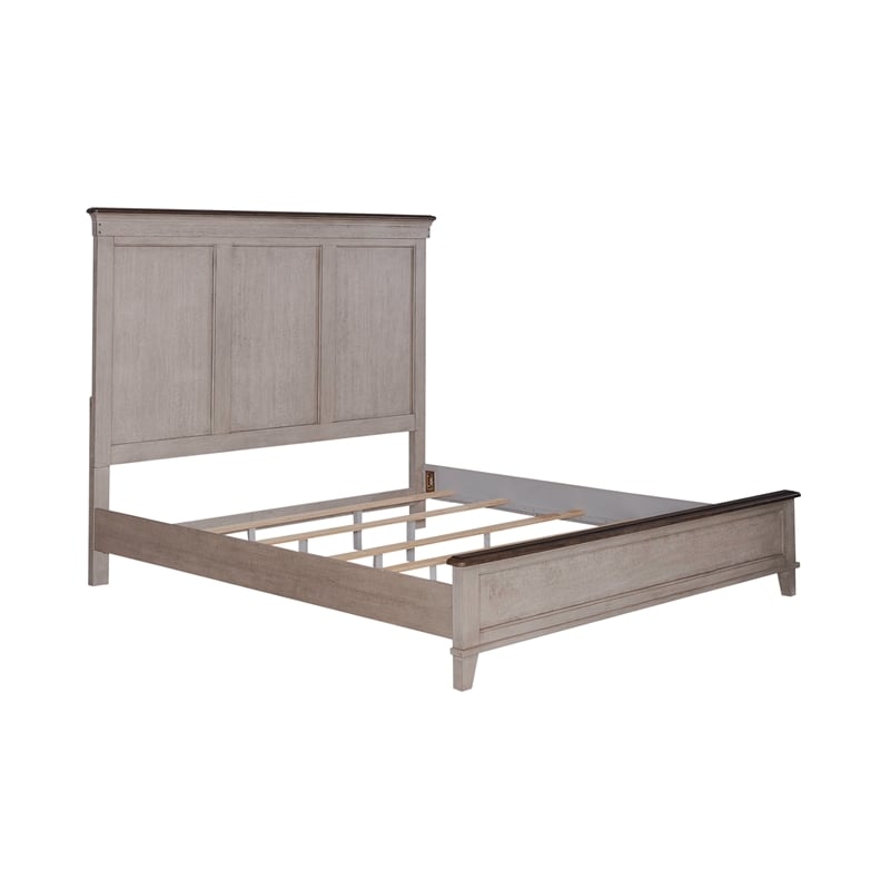 Pemberly Row Set of 4 King Panel Bed & Dresser & Chests with Charging Station