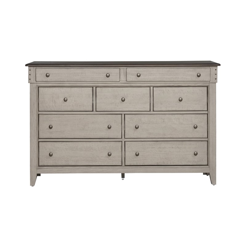 Pemberly Row Set of 4 King Panel Bed & Dresser & Chests with Charging Station