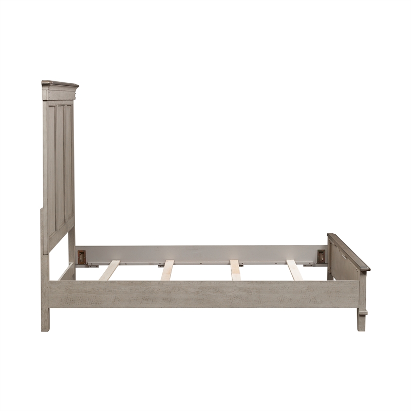 Pemberly Row Set of 3 Queen Panel Bed & Chests with Charging Station