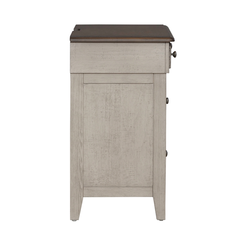 Pemberly Row Set of 3 Queen Panel Bed & Chests with Charging Station