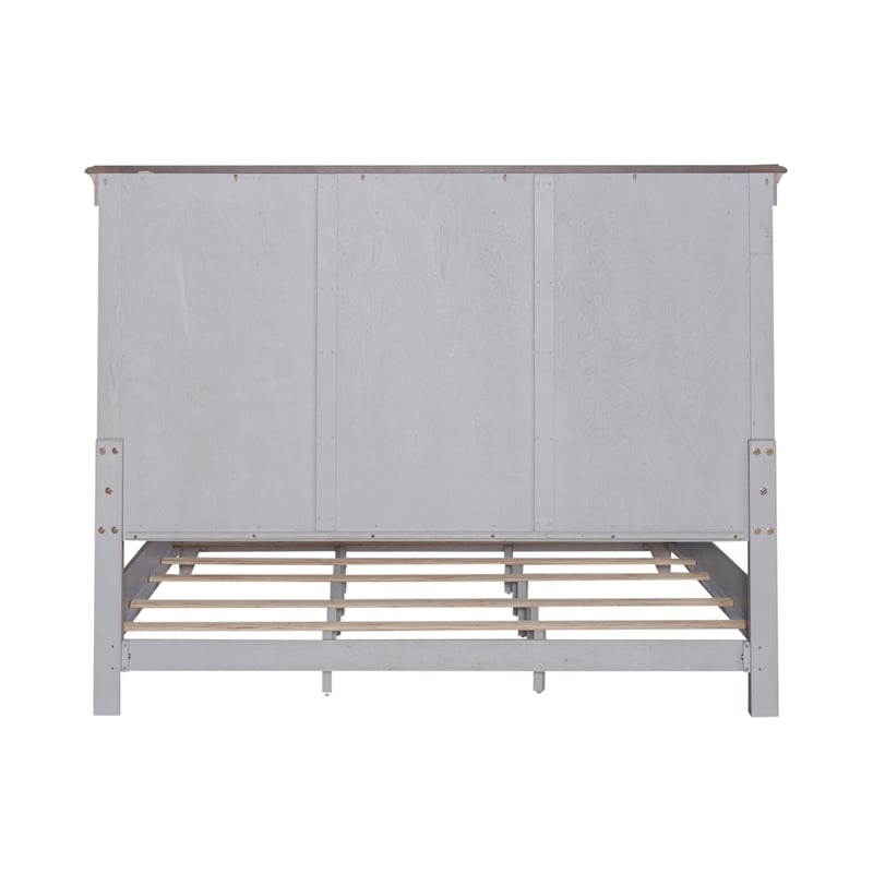 Pemberly Row Set of 3 King Panel Bed & Nightstands with Charging Station