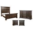 Pemberly Row Set of 4 Queen Panel Bed & Dresser & Chests with Charging Station