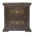 Pemberly Row Set of 3 Brown Queen Panel Bed & Nightstands with Charging Station