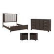 Pemberly Row Set of 4 Queen Upholstered Bed & Dresser & Chests