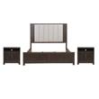 Pemberly Row Set of 3 King Upholstered Bed & Chests with Charging Station